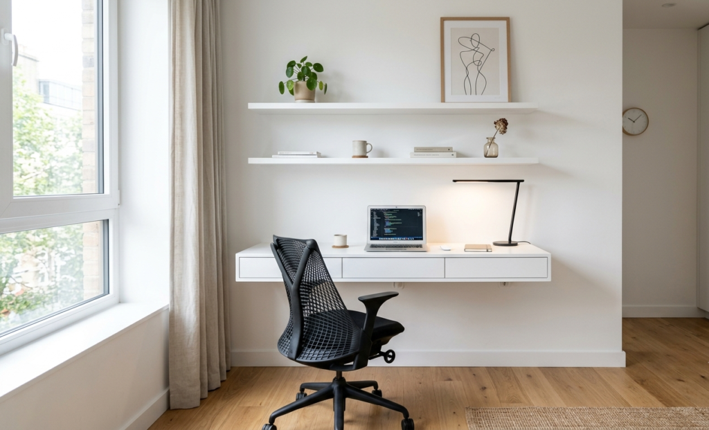 Minimal Floating Desk Office
